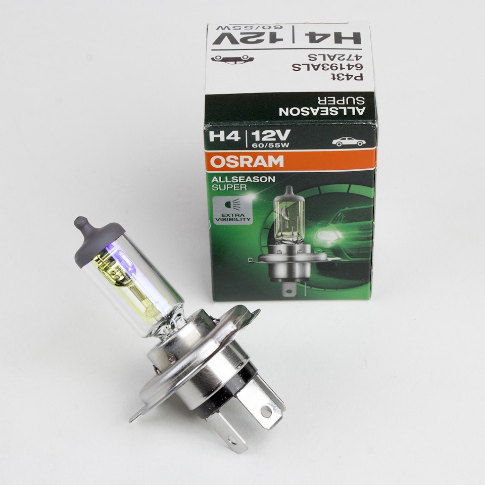 Лампа накаливания OSRAM ALLSEASON Super H4 12В 60/55Вт галогеновая